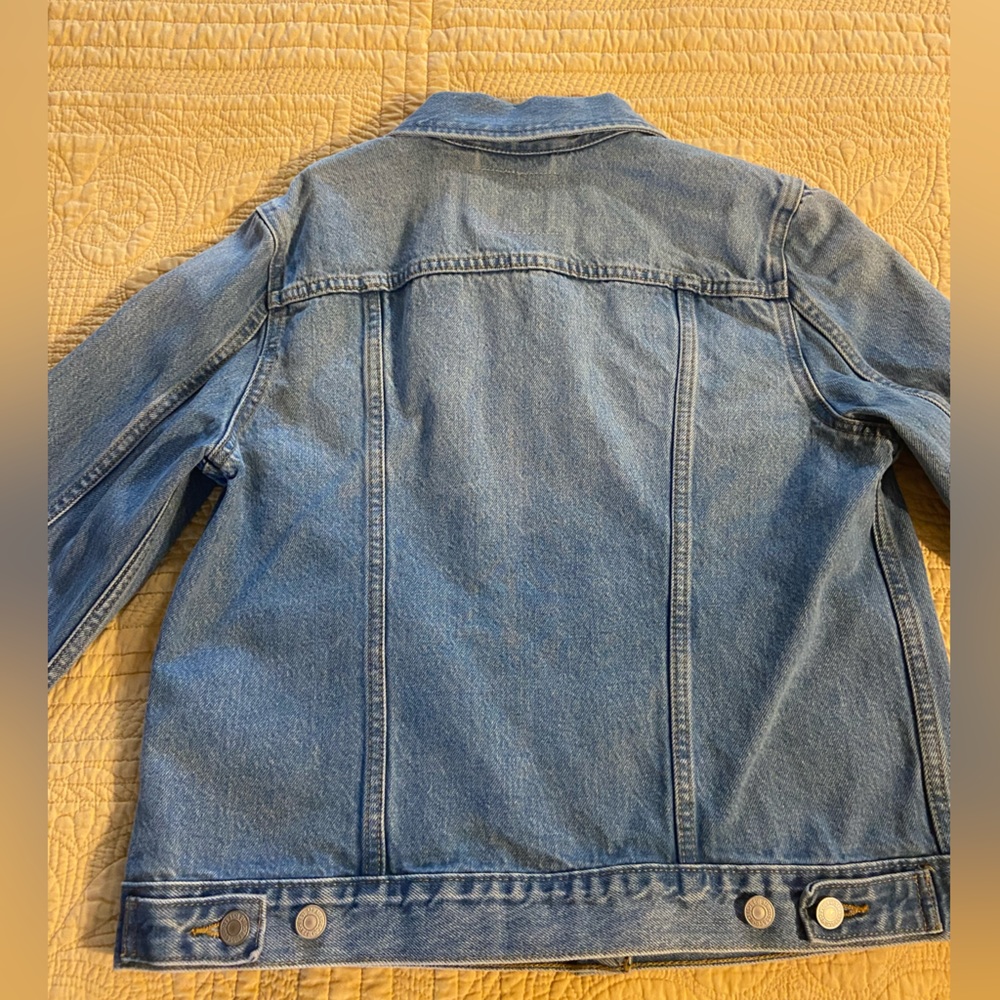 LEVI's STRAUSS JEAN JACKET FLORAL LASER CUT Large Cropped Trucker - Picture 10 of 14